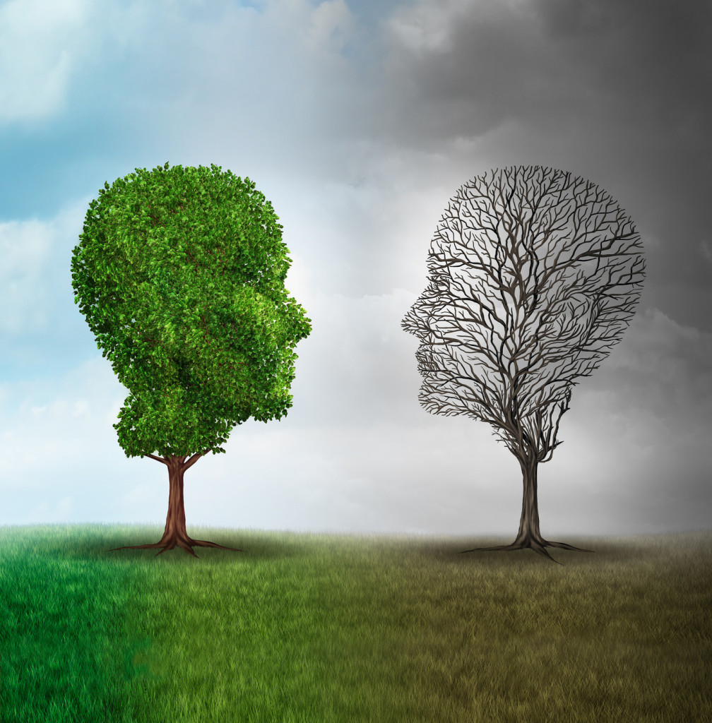 Artist's rendering of topiary of trees in shape of human heads