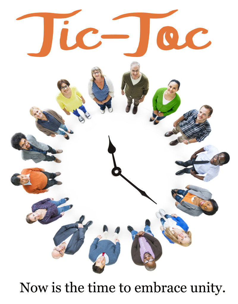 Photo of people standing on a clock face